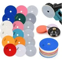XERSEK Polierpad 16 Stück M14 Diamant Polierscheiben Nass/Trocken Schleifpad Polierpad, Ø125mm Bodenschleifer Polierer 50-10000# mit Saugteller+Bohreraufsatz