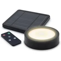 Spetebo LED Solarleuchte LED Solar Magnet Pavillon Leuchte schwarz mit Fernbedienung - Ø 12 cm, 3, LED fest integriert, warmweiß, Gartenschirm Beleuchtung mit 3 Helligkeitsstufen