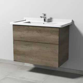 Sanipa 3way Waschtischunterbau zu Duravit Starck 3 Waschtisch mit 2 Auszügen, Eiche-Nebraska SM71137