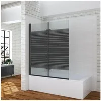 AQUALAVOS Badewannenaufsatz Badewannenfaltwand 120x140 cm 2 Teilig Duschtrennwand für Badewanne, 5 mm Einscheiben-Sicherheitsglas (ESG) mit Nano einfach-Reinigung Beschichtung, Faltbar 180° schwenkbar Stabiler Halt – Kleben/Bohren R/L Montage