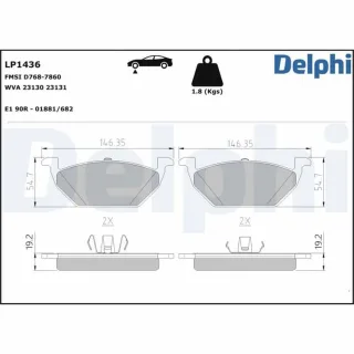 Delphi Bremsbel?ge vorne Audi Seat Skoda VW LP1436