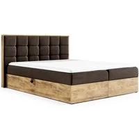 Beautysofa Boxspringbett WOOD1 mit Bettkästen und Topper (hoher Schlafkomfort, Doppelbett mit 2 Bettkästen), verschiedene Größen und Farben