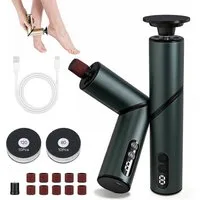 TUWENA Elektrischer Hornhautentferner Hornhautentferner Elektrischer 2-in-1 klappbar mit 9 Gangstufen, Wiederaufladbar, LED-Display, Aluminium, mit Zubehör, Salon-Qualität