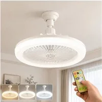 Rosnek Deckenventilator mit Beleuchtung, E27, Fernbedienung & Dimmbar, 25 cm, flaches Design, geschlossen, für Garage, Werkstatt & Lagerraum