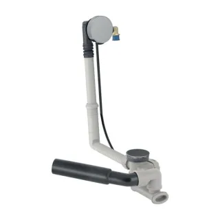 Geberit d52 Badewannenablauf 150710216 mit Drehbetätigung und Zulauf, mit Fertigbauset, Länge 26cm, hochglanz-verchromt