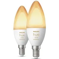 Philips Hue LED-Leuchtmittel White / White & Color Ambiance, Kerzenform 470lm, E14, 2 St., Farbwechsler