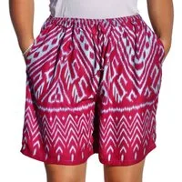 PANASIAM Shorts kurze Hose Damen Shorts Sweatshort aus 100% Viskose Stoffhose Wellness gemusterte Sommerhose mit Kordelzug und Taschen leichte Strandshort