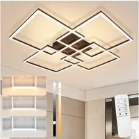 ZMH LED Deckenleuchte Wohnzimmer 72CM Schwarz/Silber Groß Rechteckig Dimmbar 48W Deckenlampe, Augenschutz, Einfache Installtion, LED fest integriert, 3000-6500K, mit Fernbedienung Modern Esszimmerlampe für Schlafzimmer Küche