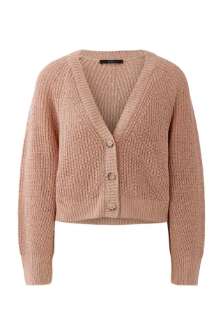 Oui - Strickjacke mit subtilem Glanz pink - Gr. - 42