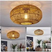 hofstein Deckenleuchte »Messerotti« moderne Deckenlampe aus Metall/Rattan in Schwarz/Natur, ohne Leuchtmittel, Leuchte im modernen Design mit Lichteffekt, ø40cm, 1xE27