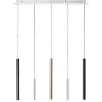 Brilliant Pendelleuchte Cembalo, LED fest integriert, Warmweiß, LED Hängelampe 5flg alu/schwarz/braun
