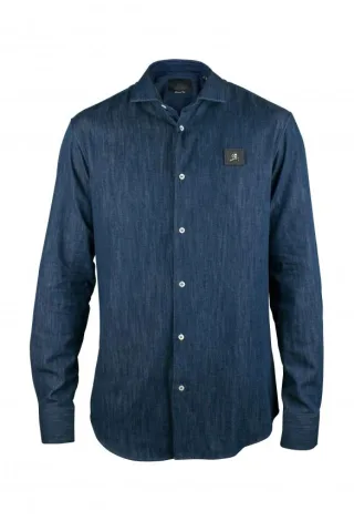 Philipp Plein Diamond Cut LS Skull hemd Blau