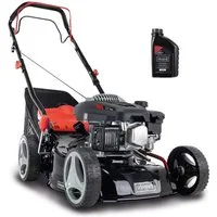 Scheppach Benzinrasenmäher Scheppach Benzin-Rasenmäher MS132-42 mit Öl, 42 cm Schnittbreite, (Set), mit Radantrieb, 131 cm³ Benzinmotor mit 3,3 PS, inkl. 0,6 l Motoröl