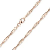 Materia Silberkette Rosegold Singapurkette für Damen glänzend K11, 925 Sterling Silber