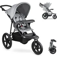 Moby-System Dreirad-Kinderwagen Jogging-Kinderwagen mit Luftreifen und Verdeck - Modell: MOUNTAIN, Large air-filled wheels: 16” (39 cm) rear, 12.5” (30 cm) front