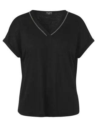 VIA APPIA DUE - T-Shirt V-Ausschnitt 1/2 Arm schwarz - Gr. - 54
