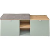 Innostyle Sitzbank BARI, Artisan Eiche Dekor, Schilfgrün, 2 Türen, 2 Ablageflächen, mit Sitzkissen, B 128 x H 50 x T 38 cm