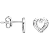 Sofia Milani Paar Ohrstecker Herz, 925 Silber Damen Schmuck - E0995