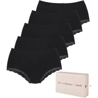 LASCANA Taillenslip (5er-Pack) aus elastischer Baumwolle mit zarter Spitze, mit Aufbewahrungsbox