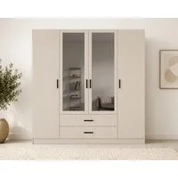 OTTO home Kleiderschrank TERRIK, modern mit viel Stauraum & geriffelter Struktur, Spiegel (B/H/T ca. 200/200/60) Schrank mit 11 Fächern, Kleiderstange, 2 Schubladen, Made in EU