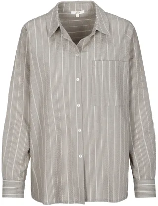 zab company - Da. Bluse, Streifen, 1/1 Arm taupe streifen - Gr. - 50
