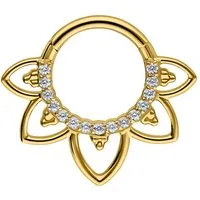Wildcat Nasenpiercing Oriental Crystal Septum Clicker für Ohr, Nase, 1 Stück, Titan Grad 23 - wasserfest, hautverträglich, Gold-Kristallklar