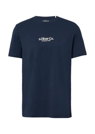 s.Oliver Red Label - T-Shirt aus Baumwolle mit Logo-Print blau - Gr. - XXL