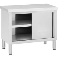 Royal Catering Arbeitstisch 100 x 50 cm Arbeitsschrank Edelstahltisch Schiebetüren 285 kg 3 Ebenen, verschiedene Größen