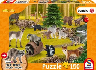 Schmidt Puzzle 56406 - Schleich Wild Life: Bei den Waschbären [150 Teile]