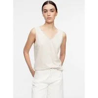 comma Muskelshirt T-Shirt Top in Flammgarnstruktur mit Zierborte