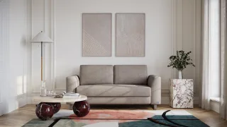 BRUNO Schlafsofa 140cm in Taupe Grau-Beige | Klassik | stabiles Massivholz & Boxspringkomfort