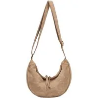 ITALYSHOP24 Schultertasche Damen Tasche MOON Halbmond Cross Over Body Bag Umhängetasche Suedette, Tragekomfort Hüft Brust Bauch Gürtel Rücken Slingtasche Wildlederoptik