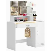 Casaria Schminktisch Jocelyn (1-St), mit Spiegel Schubladen Beleuchtung Schminkkommode 90x40cm Klein Weiß