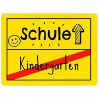speecheese Metallschild Zur Einschulung Metallschild XL in 21x28 cm mit Spruch Schule