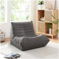 en.casa Sitzsack, »Kodsø« mit Rückenlehne 75 x 90 x 100 cm Cord Grau