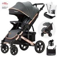 Daliya® Kinder-Buggy RAPIDY Buggy Kinderwagen, XXL Set, kompakt, Kinderbuggy, Sportwagen, (XXL 10-tlg. Komplettset, 10-tlg), Liegeposition, Fußsack, Spieltisch, Wickeltasche, Regenverdeck