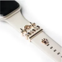 ARTVALL Smartwatch-Armband Apple Watch Charms Set 38/40/41mm & 42/44/45/49mm, Watch Band Charms Pfote Herzen mit Strasssteinen Rosegold