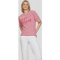 Rabe Rundhalsshirt im Streifen-Look und mit Glitzer-Druck