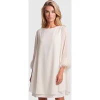Apart Jerseykleid mit asymmetrischem Chiffon-Cape und Fransen