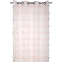 STOF Vorhang Gardine POMPINOU in Puderrosa mit Pompons, 135 x 260 cm, modern