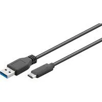 USB 3.2 Gen 1 Kabel, USB-A Stecker > USB-C Stecker schwarz, 0,5 Meter