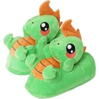 Corimori Tier Pantoffeln für Erwachsene Einheitsgröße 34-44 Plüsch Hausschuhe (Packung, Geschenk) EU Einheitsgröße 34-44, Dinosaurier Byte, für Kinder und Erwachsene