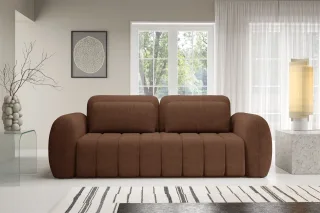 Sofa 3-Sitzer mit Schlaffunktion CARIA in Stoff Quelle Rotbraun