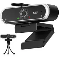 CkeyiN Pro Webcam 4K,PC Kamera mit Objektivabdeckung,75°FOV,Autofokus Webcam (Zwei Mikrofone mit Geräuschunterdrückung,360°-Drehung, 180° verstellbarer Ständer,für PC/Laptop/Windows/Mac)
