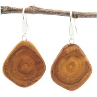 NaturSchatulle Paar Ohrhänger Pflaume Tropfen (Holzschmuck, Holz Ohrhänger), 30 mm