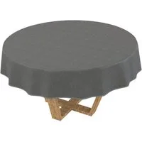 ANRO Tischdecke DanceDirty abwaschbar Leinenoptik wetterfest Falschuni Modern (Einzelstück 1-tlg, eine Tischdecke), Stofftischdecke schmutzabweisend Rund 100 Uni Grau