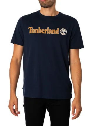 Timberland T-Shirt Mit Linearem Logo, Blau