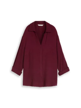Tom Tailor - Plus Size - Loose Fit Seersucker Bluse Preppy Plum - Gr. - 46