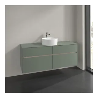 Villeroy und Boch Collaro Waschtischunterschrank C045B0AF 140x54,8x50cm, Waschtisch mittig, LED-Beleuchtung 10,4 W, soft green