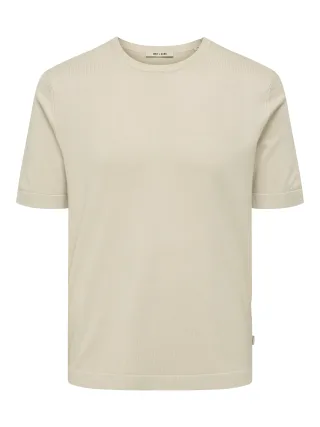 ONLY&SONS - ONSWYLER REG 14 SS KNIT Silver Lining - Gr. - XL